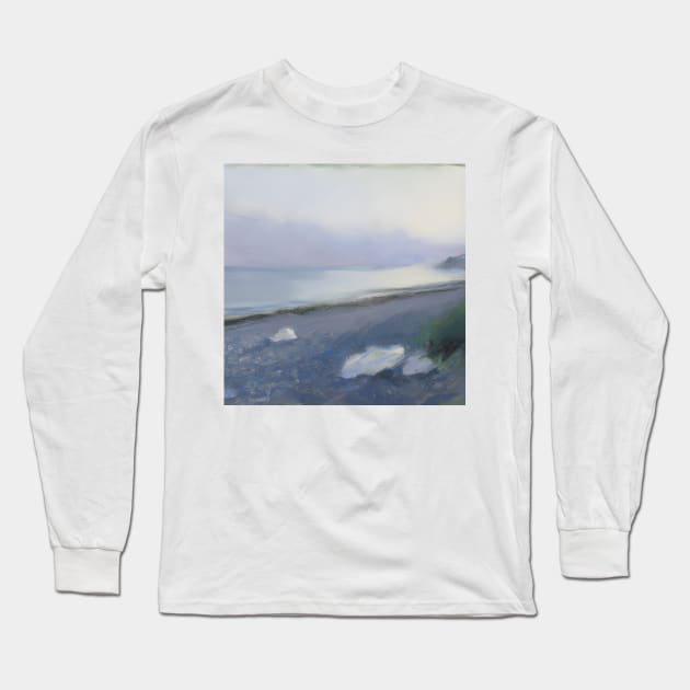 Beach Pastel Painting Original Long Sleeve T-Shirt by druidwolfart